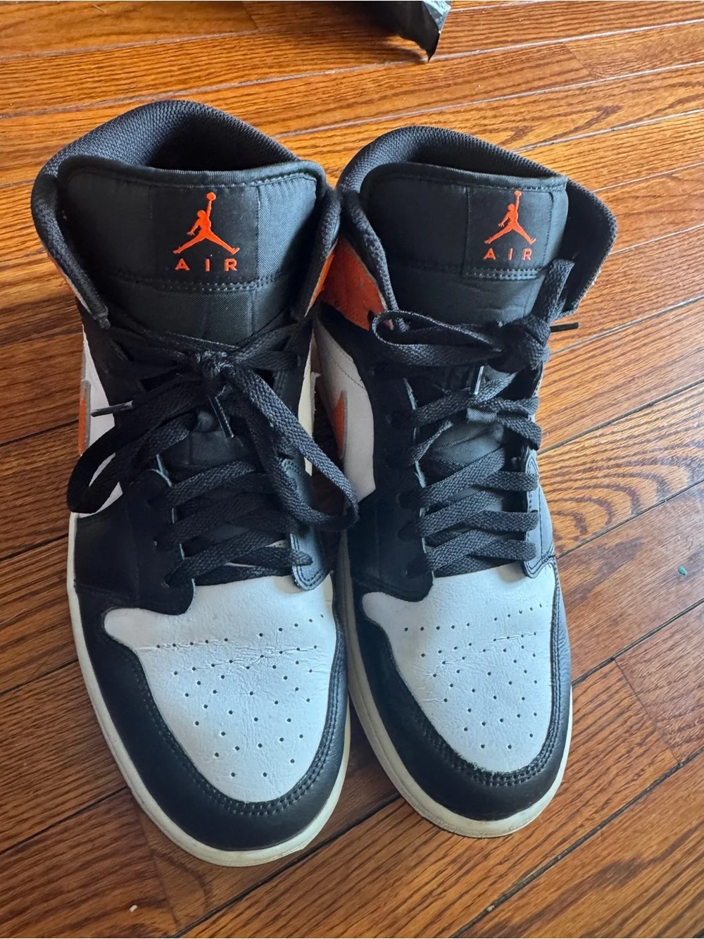 Black White and Orange High-Top Jordan 1